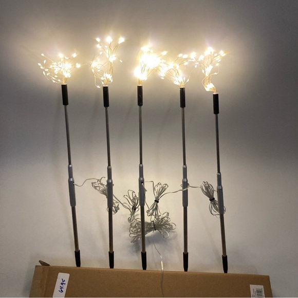 New Wind & Weather Starburst Garden Light Set 5 Pc LED Fairy Wedding Landscape - Picture 5 of 9